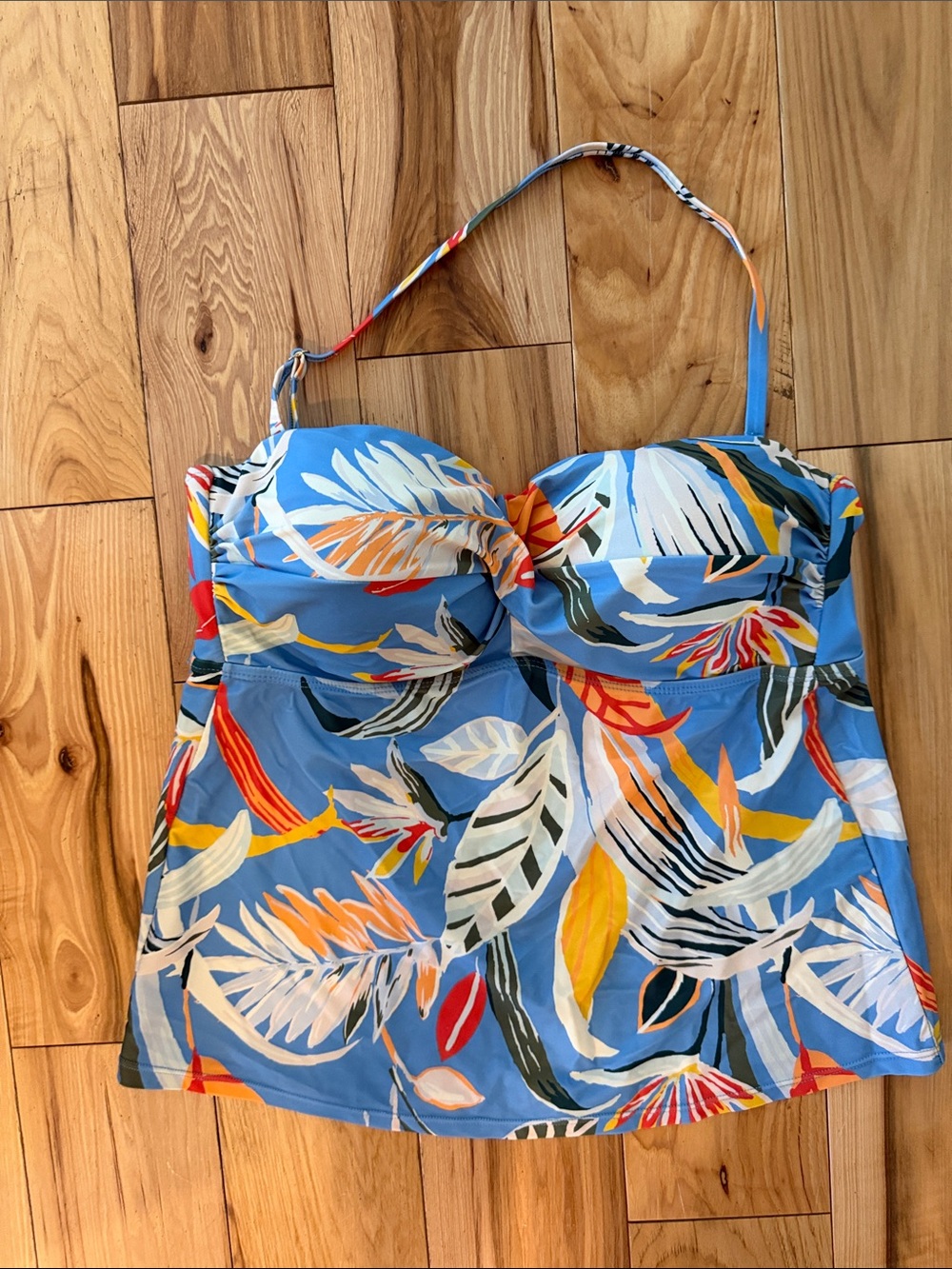 Catalina Blue Tropical Print Swim Tankini Top